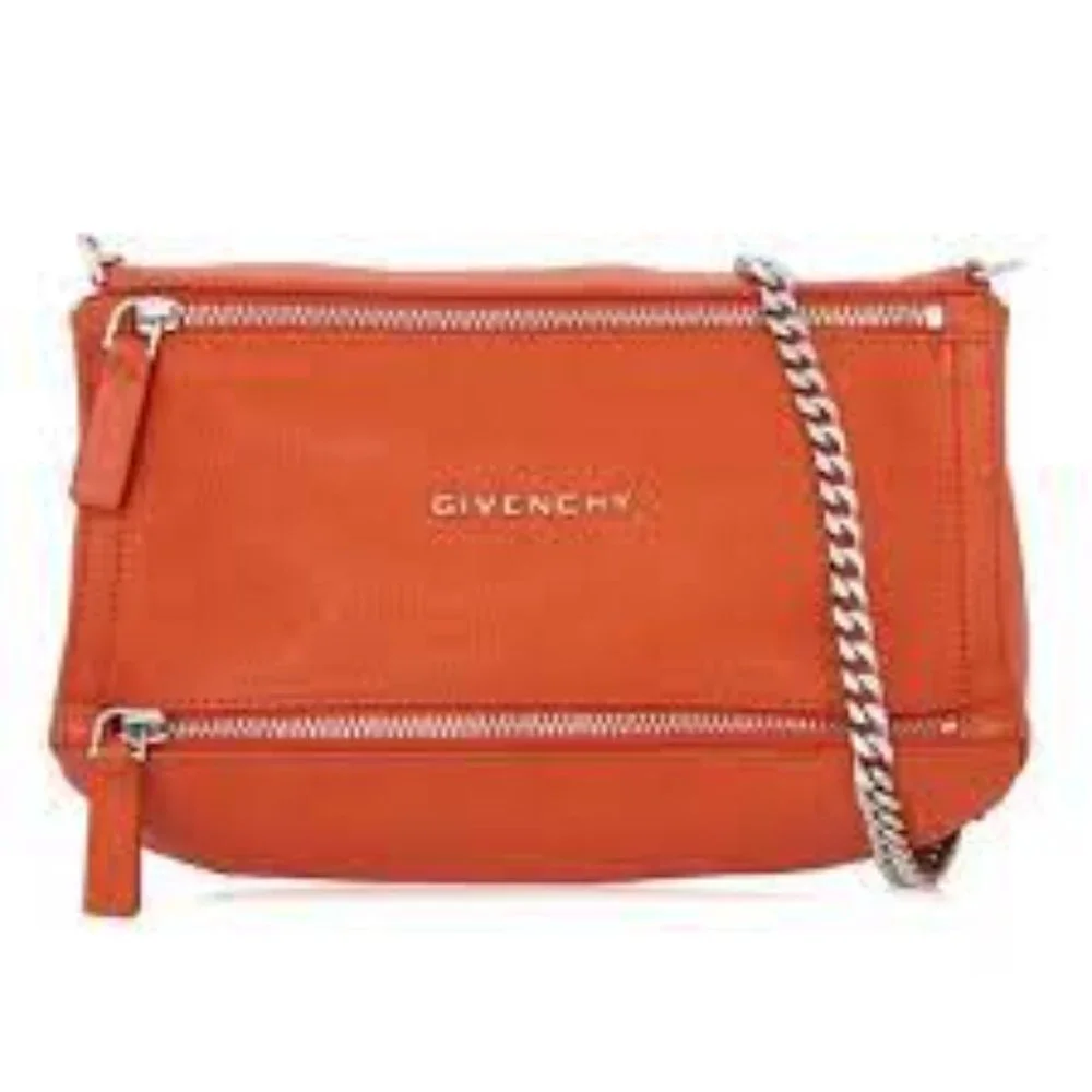 Givenchy Tangerine Red Sugar Goatskin Mini Chain Pandora Crossbody Bag Purse